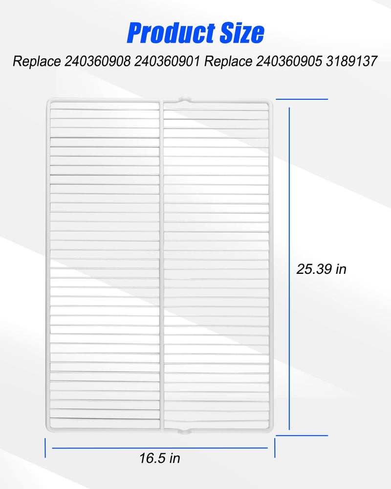 GUXPCH 240360908 Refrigerator Wire Shelf Fit for Frigidaire Kenmore White Westinghouse Crosley Gibson, 25 3/7 x 16 1/2 Inch Refrigerator Rack Replace 240360901 240360905 3189137 AP5805565 EAP9492365 - Image 2