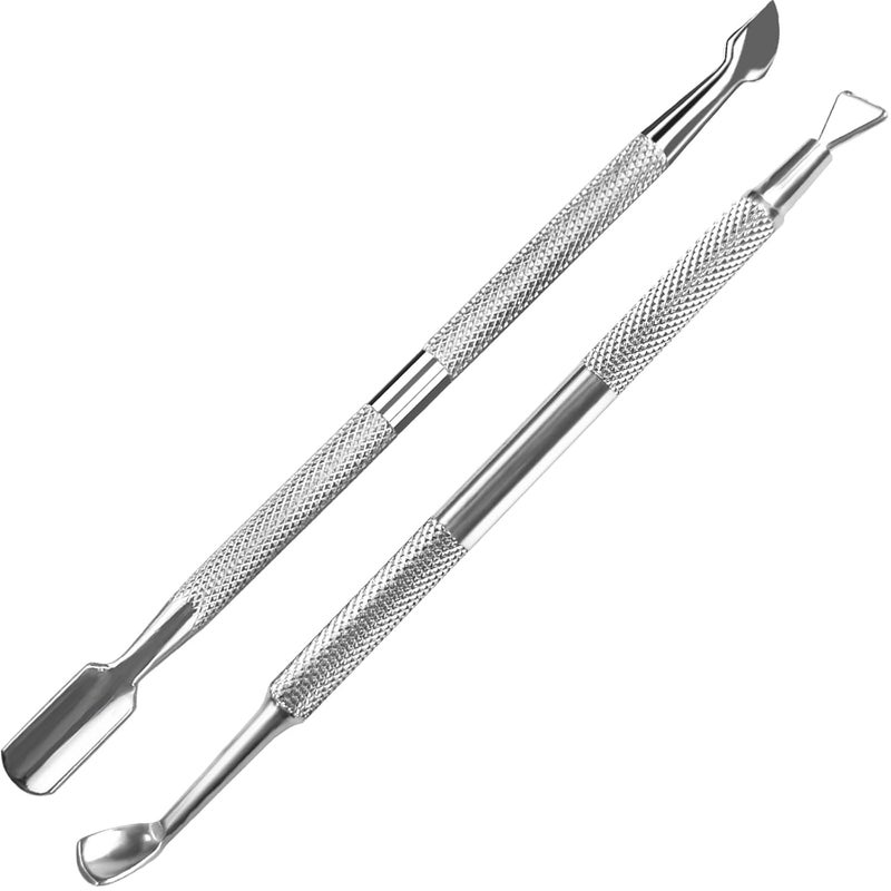 Pingispower Cuticle Pusher and Cutter, 2PCS Professional Cuticle Remover Tool, Premium Stainless Steel Durable Manicure Kit for Women, Fingernails and Toenails - Image 1