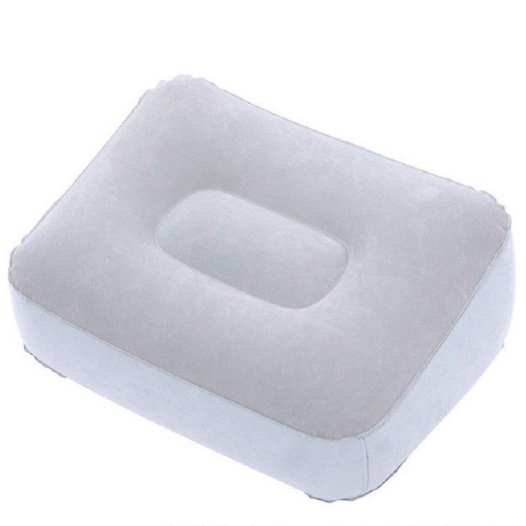 Inflatable Velvet Leg Rest Pillow for Car Grey 