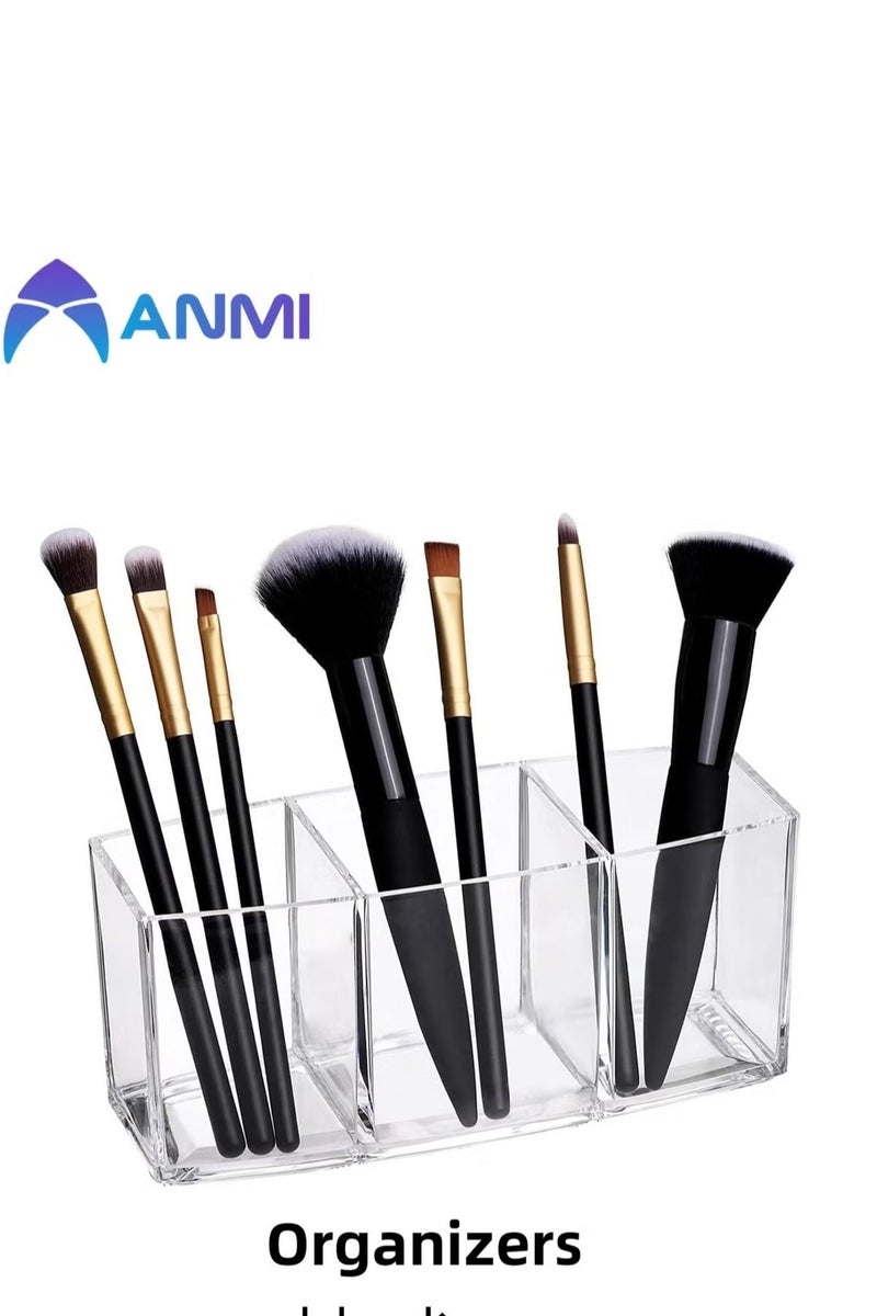 Anmi Makeup Brush Holder Organizer 3 Slots，Organizers