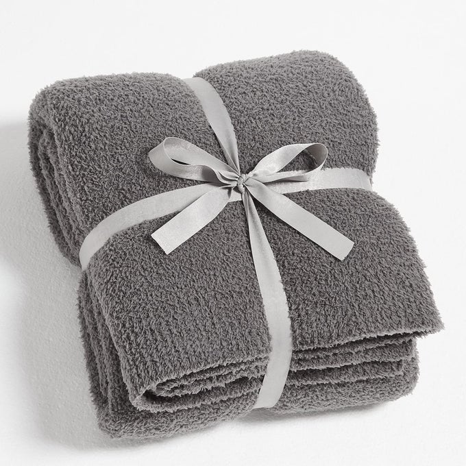 KNIT THROW BLANKET FOR COUCH DARK GREYSUPER SOFT LIGHTWEIGHT PLUSH FUZZY FLUFFY COZY BLANKETS AND THROWS FOR SOFA BED 50X60 INCHES