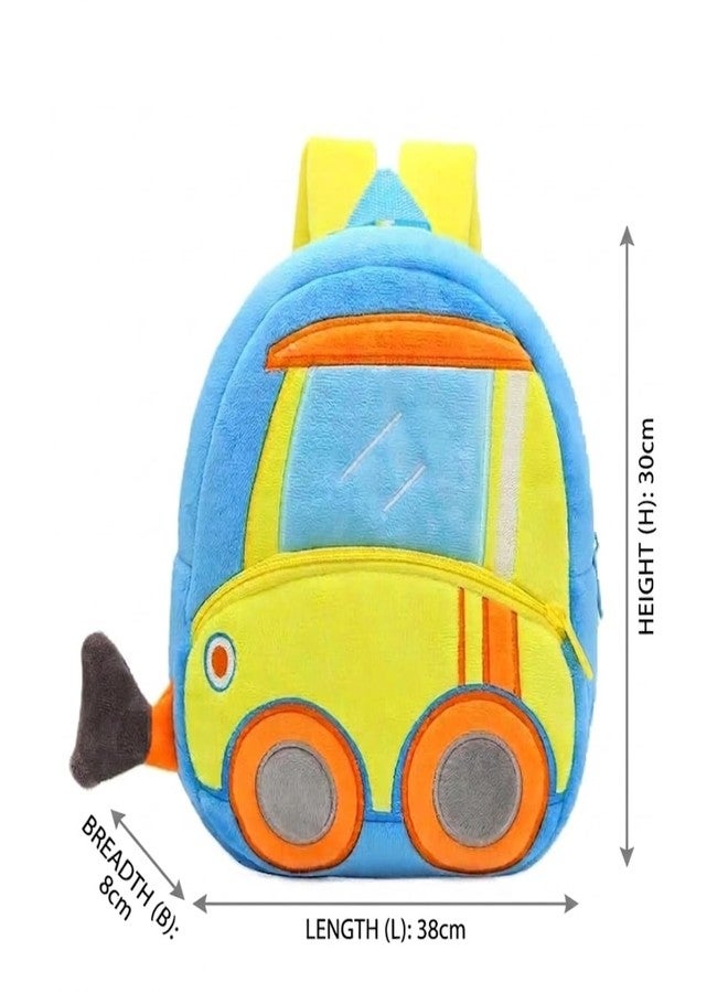 Btc Plush Kids Backpack for Boys & Girls - Cute Bulldozer Truck Design | Soft Mini Travel School Bag for Toddlers (2-5 Years) - Image 2