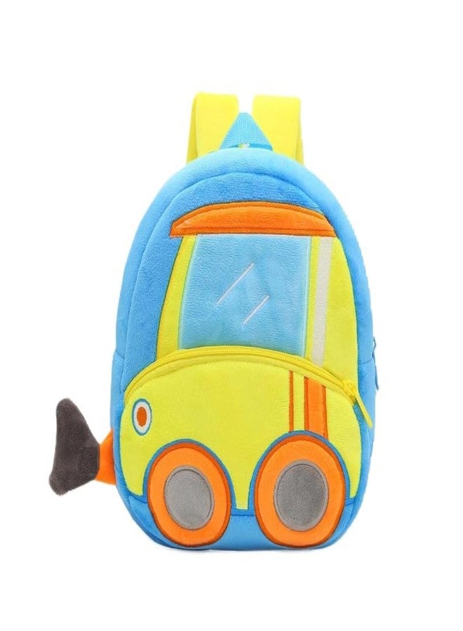 Btc Plush Kids Backpack for Boys & Girls - Cute Bulldozer Truck Design | Soft Mini Travel School Bag for Toddlers (2-5 Years) - Image 1
