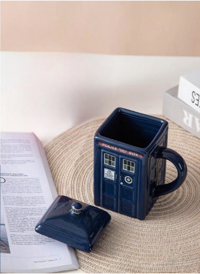 MIXDE 500ML Ceramic Coffee Mug with Lid Cover For Tea Milk Mugs Funny Creative Gift  - Image 3