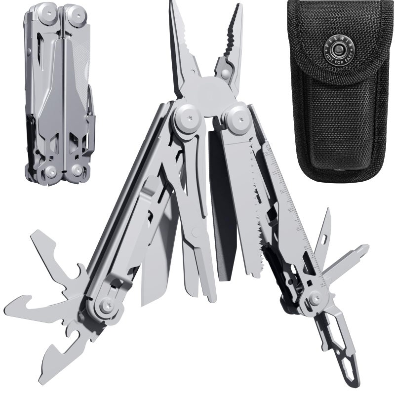 PERWIN Multitool Stainless Steel Multi-Tool Pliers 22-in-1 with Safety Locking, Pocket Knife, Bottle Opener, EDC Equipment With Pocket Clip for Survival, Camping, Hunting and Hiking. - Image 1
