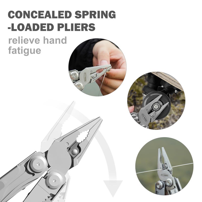 PERWIN Multitool Stainless Steel Multi-Tool Pliers 22-in-1 with Safety Locking, Pocket Knife, Bottle Opener, EDC Equipment With Pocket Clip for Survival, Camping, Hunting and Hiking. - Image 3