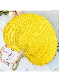 Summer Cool Cattail Fan Old-fashioned Color Handmade Cyber Celebrity Banana Fan Hanfu Classical Chinese Style Hand Rocker Fan-Specifications:Mini Size 10cm-Color:Yellow