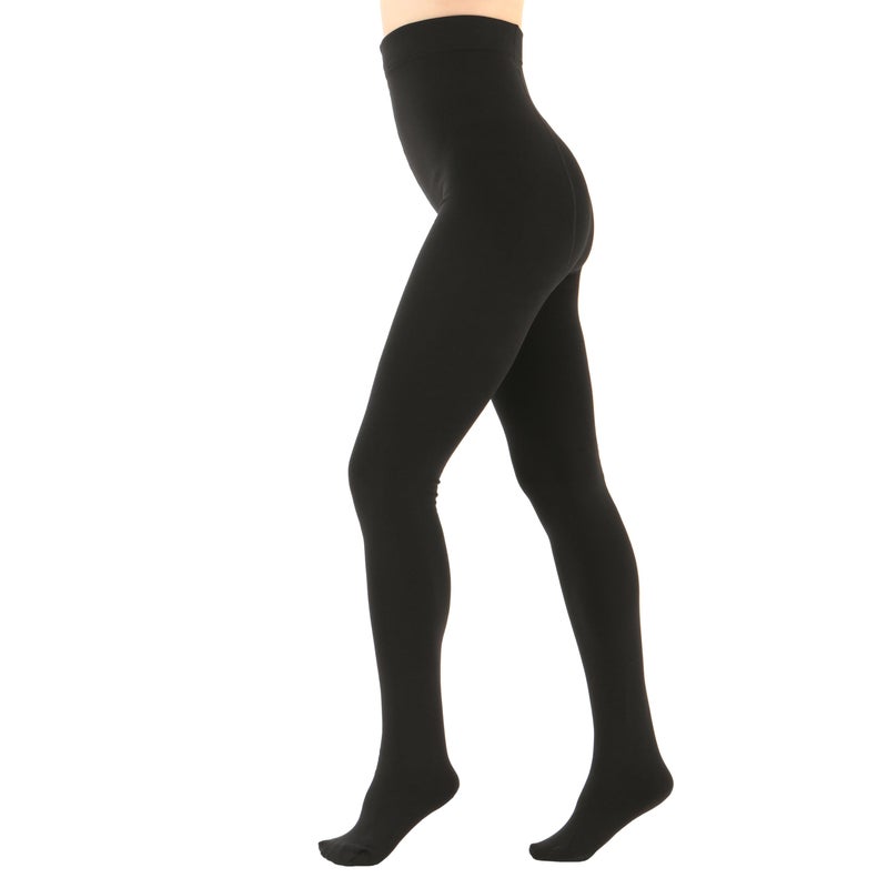 EVERSWE Women's Opaque Fleece Lined Tights, Thermal Tights (Black,L) - Image 2