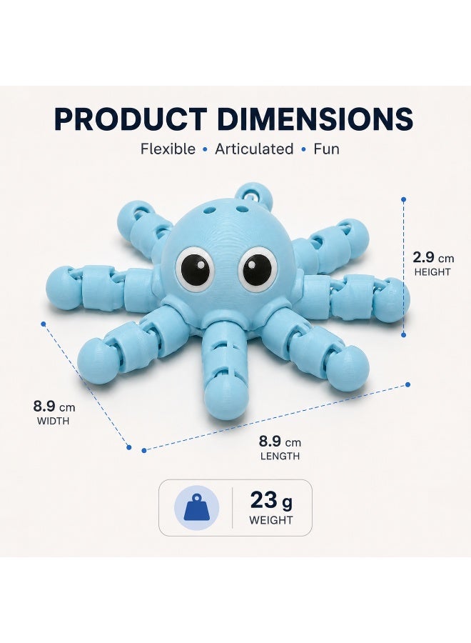 NAYATOPIA Flexi Octopus Articulated Fidget Toy with Movable Tentacles, Blue - Image 4