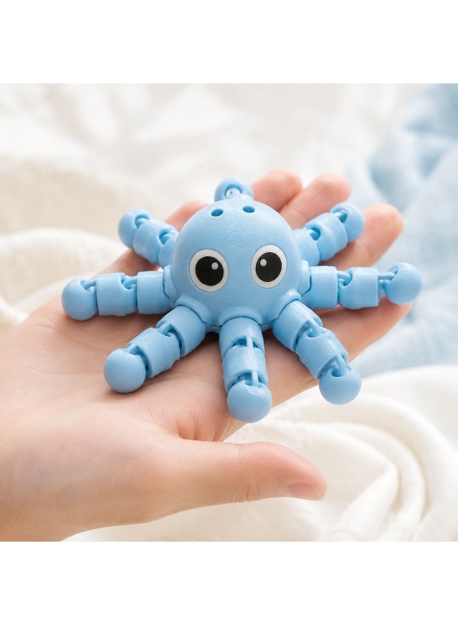NAYATOPIA Flexi Octopus Articulated Fidget Toy with Movable Tentacles, Blue - Image 1