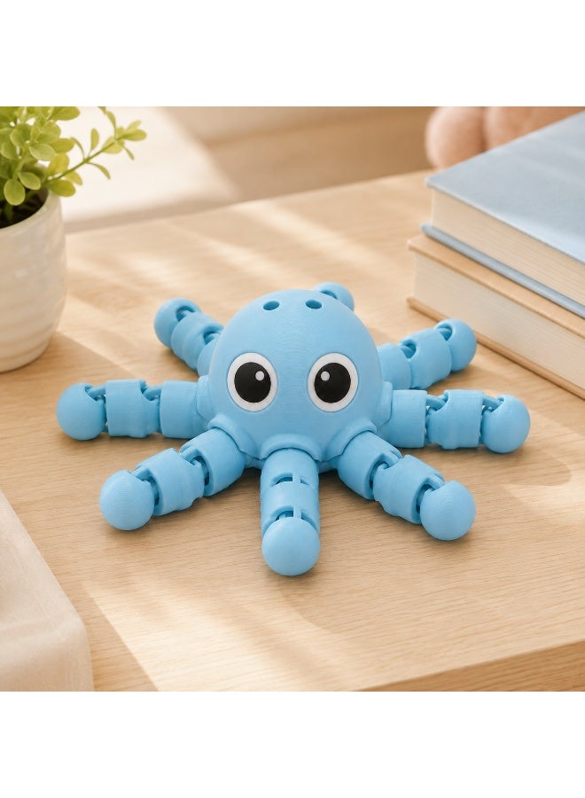 NAYATOPIA Flexi Octopus Articulated Fidget Toy with Movable Tentacles, Blue - Image 2