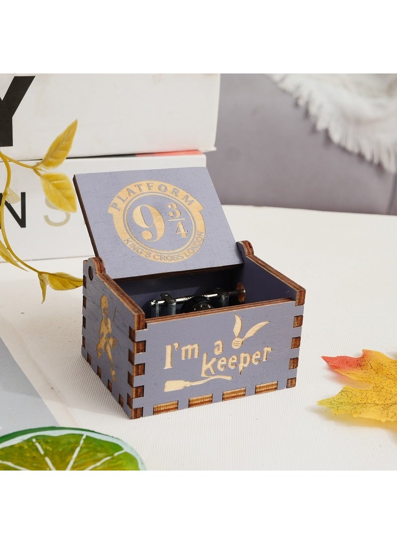 Harry Potter Hand-cranked Music Box Wholesale Stall Crafts Ornaments Gift Wooden Carved Painted Music Box Silver gray 934 Harry Potter 