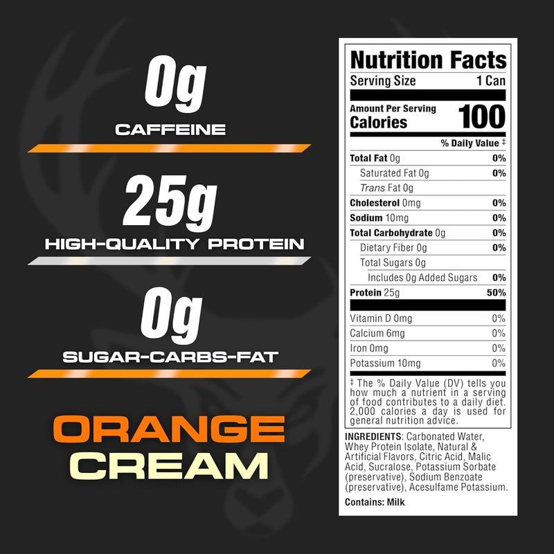 Bucked Up Lightly Carbonated Protein Drink – Orange Cream, 473ml - Image 2