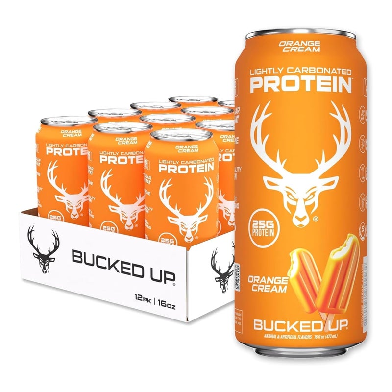 Bucked Up Lightly Carbonated Protein Drink – Orange Cream, 473ml - Image 1