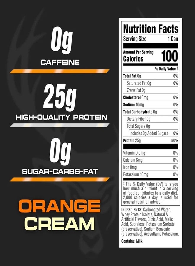 Bucked Up Lightly Carbonated Protein Soda - 25g Whey Isolate - RTD - Zero Sugar, Low Calorie, Caffeine Free, Sparkling Protein Soda - 473 ml flavored (Orange Cream) - Image 2