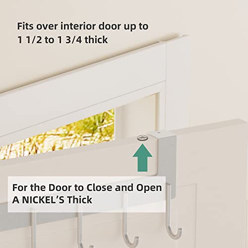 UDENIS Over The Door Hanger, Metal Over The Door Hook Rack with 6 Hook for Hanging Towel Robe Coat Bathroom Bedroom Drying Racks for Laundry Silver - Image 3