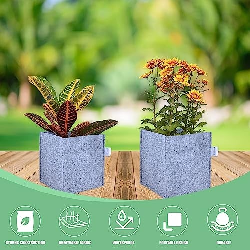 Oriley Grow Bag Heavy Duty Geo Fabric Plants Flower Growing Bags Floor Standing Mount Type for Home Garden Balcony Nursery (Grey, Square, 300 GSM 4x4x4 inch Pack of 3) - Image 4
