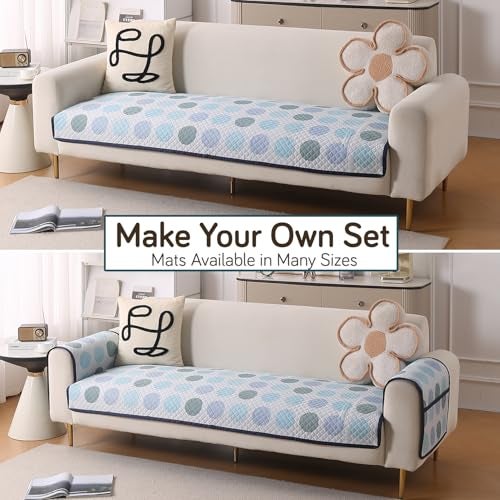 HOKIPO 'ShieldQuilt' 100% Leakproof Sofa Cover Mats for 1/2/3 Seater & L Shape Sofa. Make Your Own Sofa Cover Set, Reversible Sofa Mat Length 85(D) x 180(L) cm, Arctic Circles (IN-866-D5) - Image 5