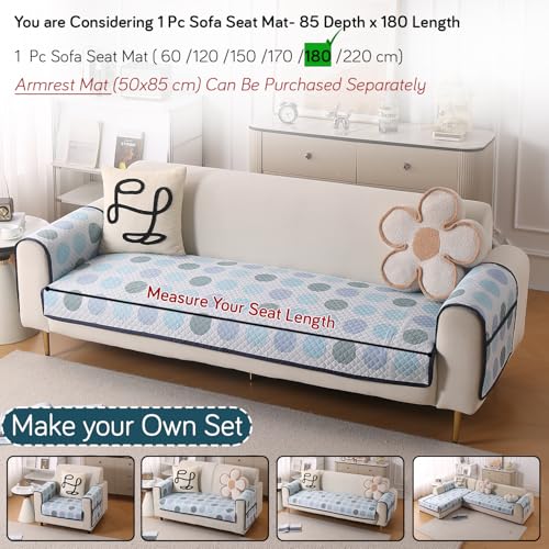 HOKIPO 'ShieldQuilt' 100% Leakproof Sofa Cover Mats for 1/2/3 Seater & L Shape Sofa. Make Your Own Sofa Cover Set, Reversible Sofa Mat Length 85(D) x 180(L) cm, Arctic Circles (IN-866-D5) - Image 4