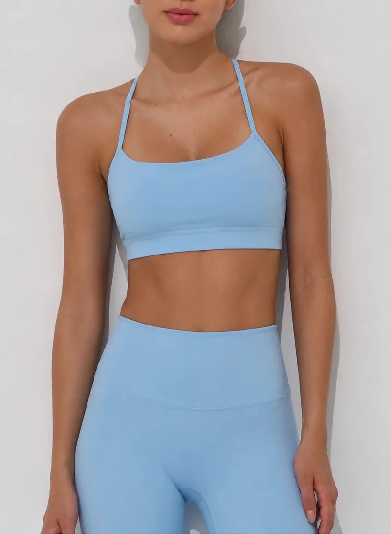 Mohuki Light Blue Olivia Backless Sports Bra for Women | Best Price UAE