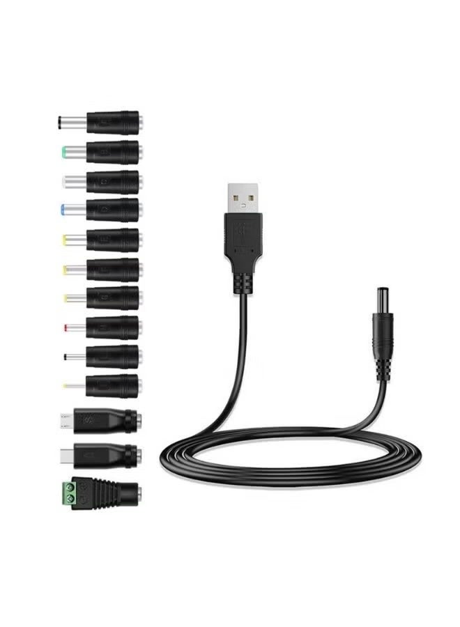 اوليو كابل طاقة DC5521 بجهد 5 فولت، محول USB إلى DC5.5x2.1 مم، مزود بـ 13 موصلًا قابلاً للتبديل، مناسب للأجهزة المنزلية، من مقعد الأم إلى الكمبيوتر المحمول. - Image 2