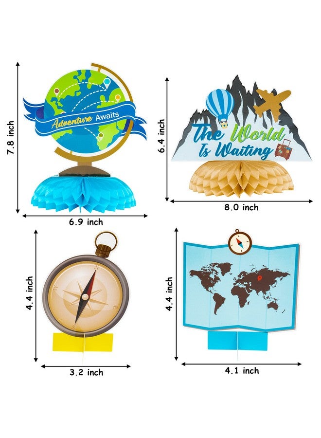 OSNIE 12Pcs Travel Themed Honeycomb Centerpieces Table Toppers Adventure Awaits Party Decor Travel Around The World Bon Voyage Table Decor Photo Props For Let The Adventure Begin Going Away Party - Image 2