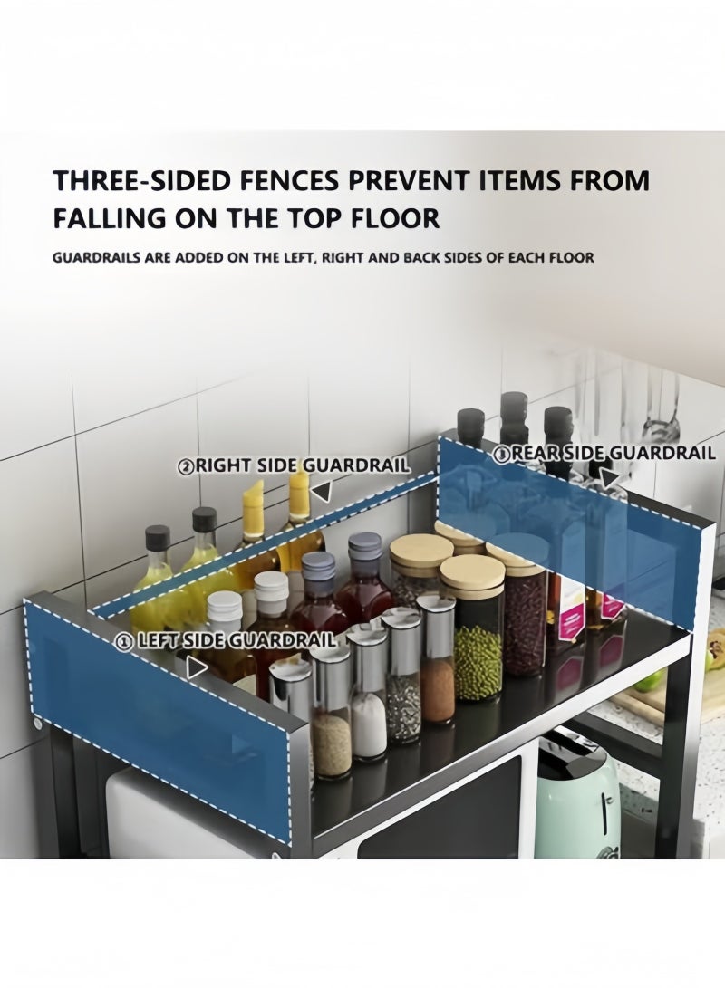 جيجيرو رف تخزين للمطبخ قابل للتعديل ومتعدد الطبقات مع عجلات، وحدة رفوف متحركة لمنظم المطبخ مكونة من 4 طبقات، منظم انزلاقي متعدد الاستخدامات مع رفين وسلتين للتخزين - Image 4