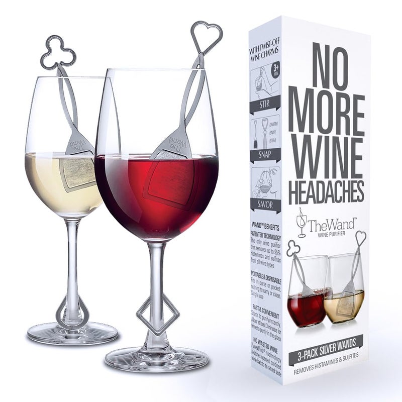 PureWine To Your Health PureWine Wine Wands Purifier, 3 Wine Filters Remover Histamines Sulfite - May Reduce and Alleviate Wine Allergies & Sensitivities - Restores Taste, Perfect Wine Pourer, Gifting, Holiday 3 - Image 1
