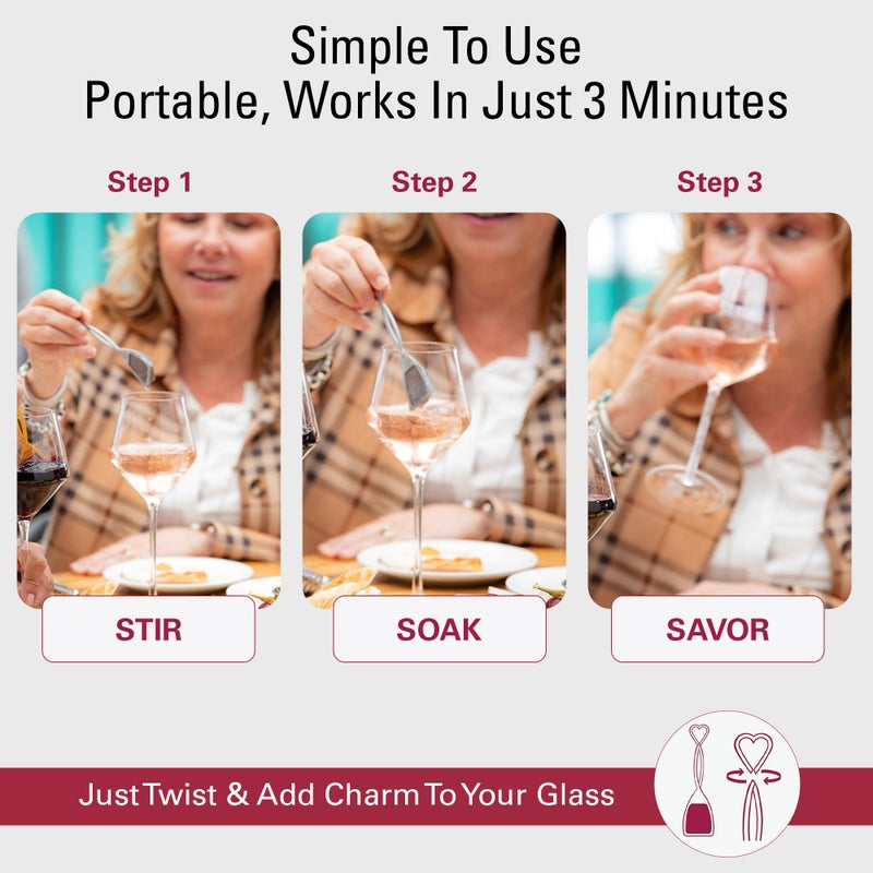 PureWine To Your Health PureWine Wine Wands Purifier, 3 Wine Filters Remover Histamines Sulfite - May Reduce and Alleviate Wine Allergies & Sensitivities - Restores Taste, Perfect Wine Pourer, Gifting, Holiday 3 - Image 4