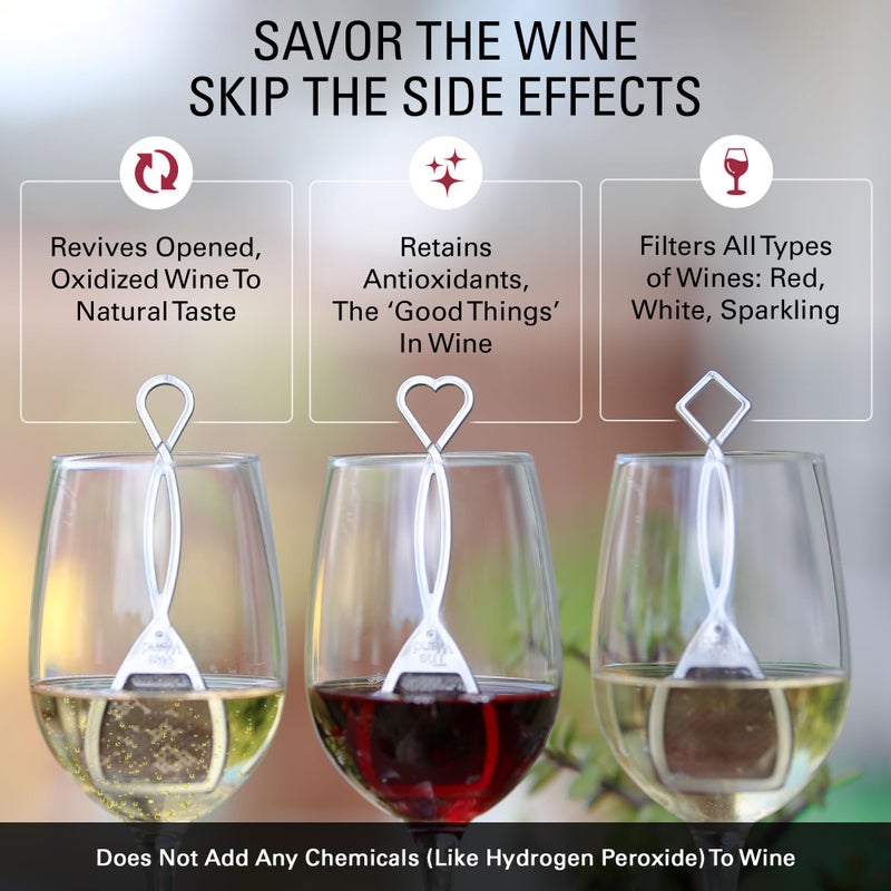 PureWine To Your Health PureWine Wine Wands Purifier, 3 Wine Filters Remover Histamines Sulfite - May Reduce and Alleviate Wine Allergies & Sensitivities - Restores Taste, Perfect Wine Pourer, Gifting, Holiday 3 - Image 5