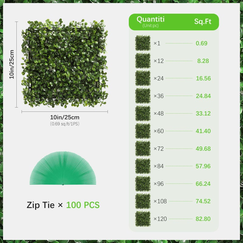Luyue 12PCS 10â€Ã—10â€ Boxwood Panels, Artificial Grass Wall Panels Fake Greenery Backdrop Wall Grass Backdrop Artificial Plant Walls for Outdoor Indoor Garden Fence Backyard - Image 5