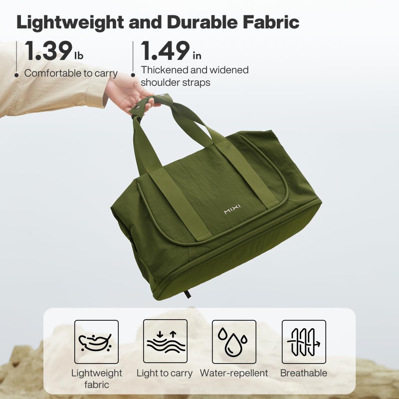 mixi Travel Tote Bag for Women Large Expandable Travel Bag Waterproof Lightweight Carry On Personal Item Weekender Shoulder Handbag, Jungle Green - Image 5