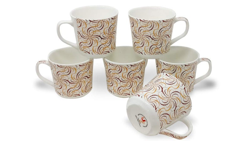 UPC U.P.C. Cup Set of 6 for Tea, Ceramic Tea Cups Set of 6, Microwave Safe Cup, Dishwasher Safe Cups, Bone-Ash Free Coffee Cups Set-150ml. - Image 1
