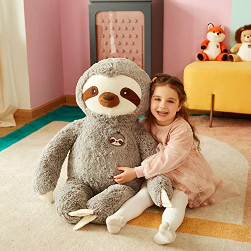 IKASA Large Sloth Stuffed Animal Plush Bradypode Toy for Children (Gray, 30 inches) - Image 5