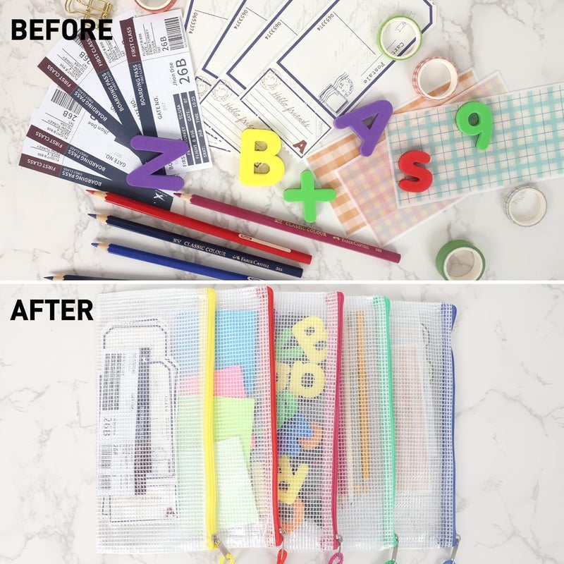 EOOUT 72pcs Pencil Pouches, Small Mesh Zipper Pouch, 16 Colors, 9.5x4.5 Inches for Bills, Cash, Cosmetics, Travel Storage, School and Office Supplies Organization - Image 5