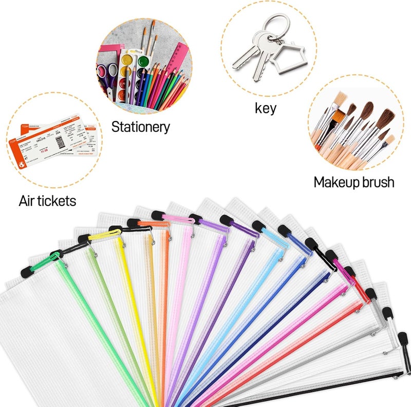 EOOUT 72pcs Pencil Pouches, Small Mesh Zipper Pouch, 16 Colors, 9.5x4.5 Inches for Bills, Cash, Cosmetics, Travel Storage, School and Office Supplies Organization - Image 4