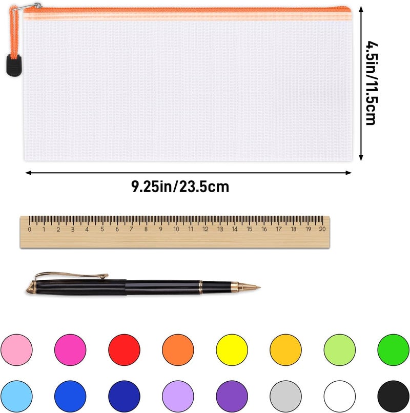 EOOUT 72pcs Pencil Pouches, Small Mesh Zipper Pouch, 16 Colors, 9.5x4.5 Inches for Bills, Cash, Cosmetics, Travel Storage, School and Office Supplies Organization - Image 2