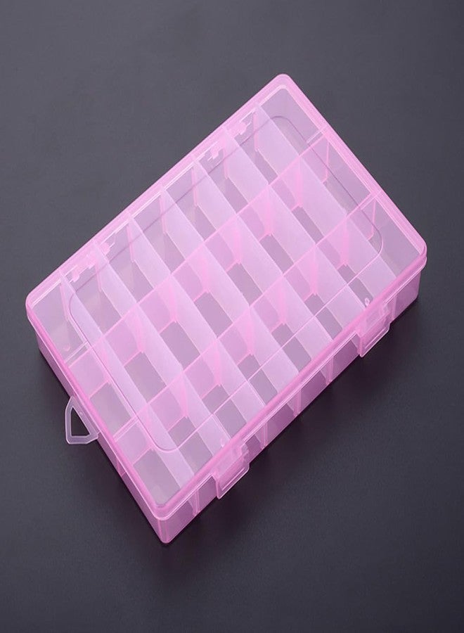 AKOAK 1 Pack 24 Grid Plastic Storage Case, Transparent Jewelry Display Organizer, Detachable Divider -7.5"x 5.1"x 1.4" for Beads, Jewelry, Earrings, Rings (Pink) - Image 3