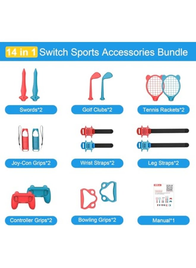 TELANPU 14 in 1 Switch Sports Games Accessories Bundle for Nintendo Switch Games, Family Bundle Accessory Kit Compatible with Switch/Switch OLED Sports Games - Image 2