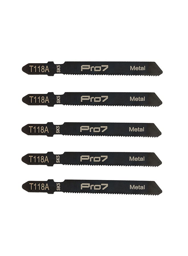 LAWAZIM Pro7 Jigsaw Blade - T118A - 5 Piece 77mm 21 TPI T-Shank Jig Saw Blades - High-Carbon Steel, Milled Wavy-Set Teeth - Clean and Controlled Straight Cutting in Metal & Aluminum - Image 1