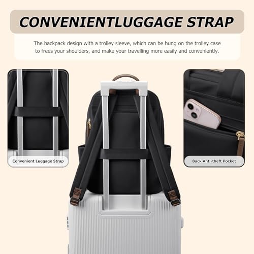 GOLF QUALITY Laptop Backpack for Women Fit 14 Inch Stylish Daypack Notebook Travel Work Commuter Casual Daypack Backpack Purse for Women Travel Business (Black) - Image 5