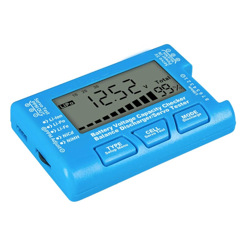 Digital Voltage Tester Battery Capacity Checker LCD Backlight For Li Ion LiPo NiMH Batteries Blue - Image 2