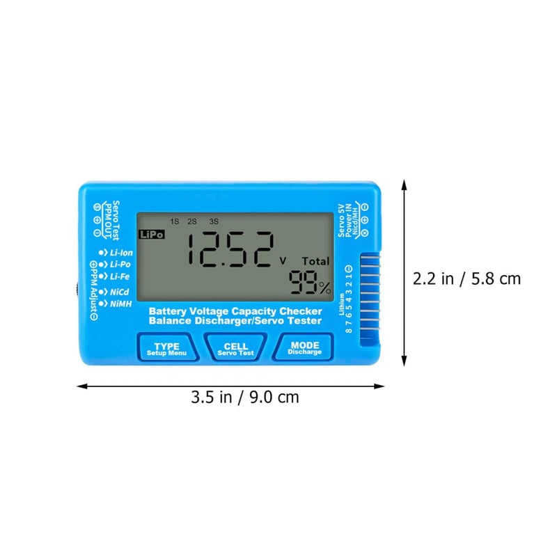 Digital Voltage Tester Battery Capacity Checker LCD Backlight For Li Ion LiPo NiMH Batteries Blue - Image 3