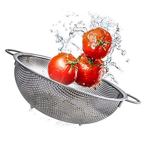REPLEX Multipurpose Stainless Steel Colander Strainer Drainer with Handle for Rice Fruits Vegetable Noodles Pasta Beans Grains Washing Filter Basket for Kitchen Bowl Storing and Straining Purpose - Image 4