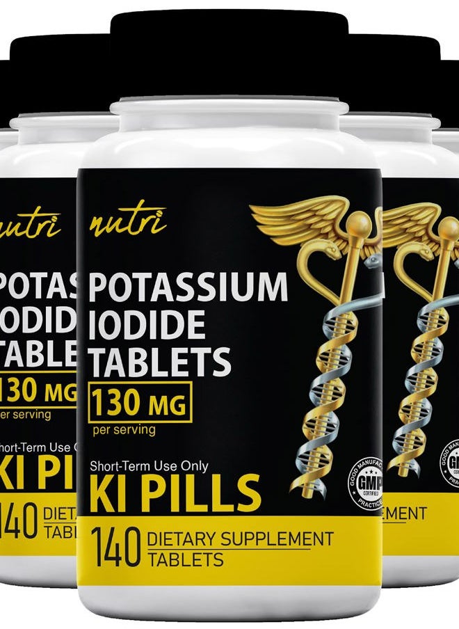 Potassium Iodide Tablets (Pack of 5) 130mg - 700 Tablets EXP 10/2032 - YODO Naciente - KI Pills - Yoduro de Potasio