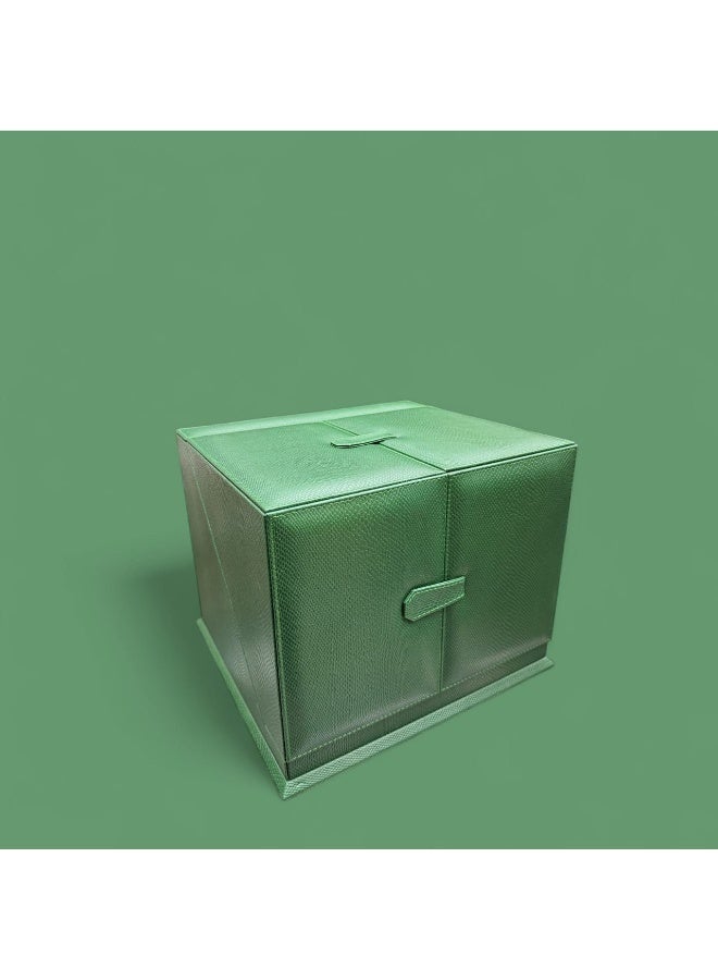 Al Seraj Luxury 4-in-1 Jewellery Organizer Box Set | Premium Green Rexine Exterior with Beige Suede Interior | Necklace, Ring, Earring & Bracelet Display Case | Made in Dubai | Gift & Showroom Storage - Image 5