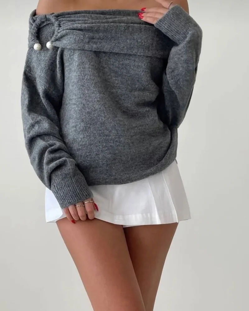 افا Madonna Collar Knitted Sweater