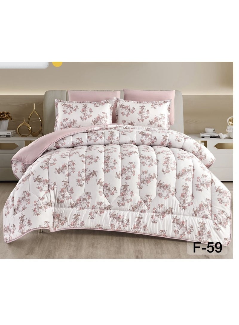 6-Piece Double Bedspread Set – Reversible Floral Design – Soft Microfiber/Polyester – 250 x 230 cm