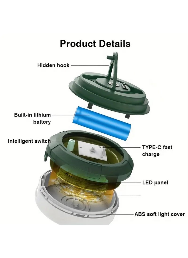 Camping Light String, 3 in 1 Camping Light Rechargeable(10m), RGB Portable Outdoor String Lights, Durable Tent Fairy Lights, USB Camp Lights for Camper, Multi-Modes