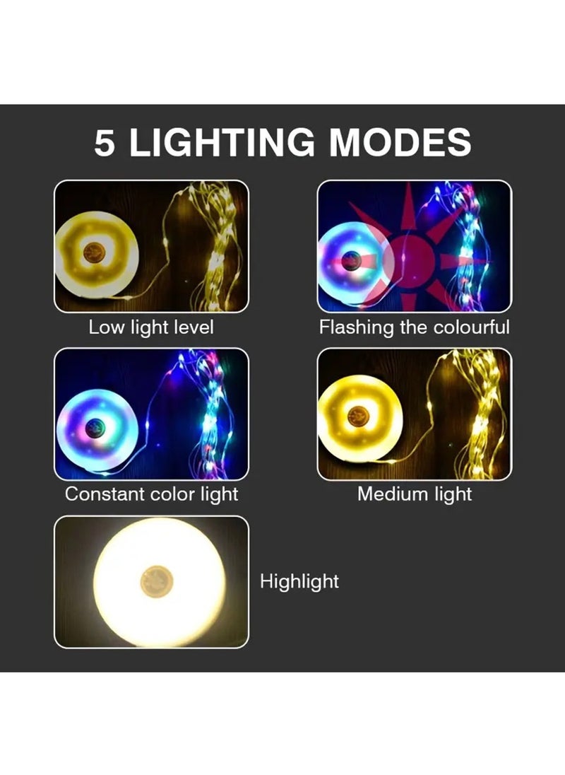 Camping Light String, 3 in 1 Camping Light Rechargeable(10m), RGB Portable Outdoor String Lights, Durable Tent Fairy Lights, USB Camp Lights for Camper, Multi-Modes